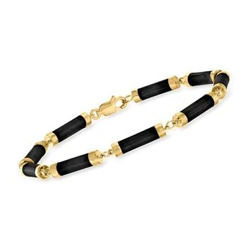 Ross-Simons | Ross-Simons Black Jade Cylinder-Link Bracelet in 18kt Gold Over Sterling,商家Premium Outlets,价格¥999