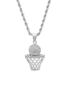 Anthony Jacobs | Stainless Steel & Simulated Diamond Basketball and Hoop Pendant Necklace,商家Saks OFF 5TH,价格¥397