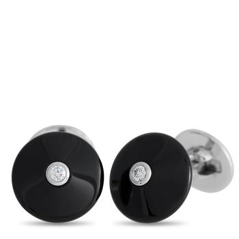 Van Cleef & Arpels, [二手商品] Van Cleef & Arpels | Van Cleef & Arpels Pierre Arpels Pastilles 18K White Gold Diamond and Onyx Cufflinks商品图片 6.9折
