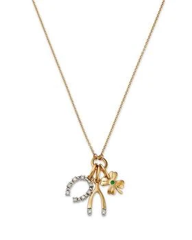 Bloomingdale's Fine Collection | Emerald & Diamond Luck Motif Charm Pendant Necklace in 14K Yellow Gold, 18",商家Bloomingdale's,价格¥6180