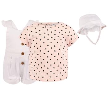 Mayoral | Polka dot set of jumpsuit t shirt and baby cap in in pink white and black商品图片,4.9折×额外7.5折, 额外七五折