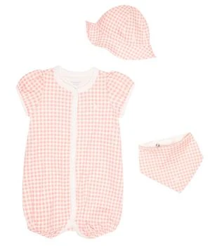 推荐Baby gingham cotton playsuit, bib, and hat set商品