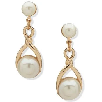 Anne Klein | Gold-Tone Imitation Pearl Twisted Drop Earrings 独家减免邮费