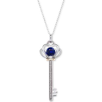 商品Sapphire (3/4 ct. t.w.) & Diamond Accent Key 18" Pendant Necklace in Sterling Silver & 10K Gold,商家Macy's,价格¥730图片