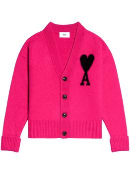 AMI | AMI PARIS logo-intarsia wool cardigan商品图片,7.6折×额外9折, 额外九折