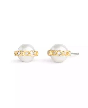 Coach | Faux Cultivated Pearl Vintage Charms Signature Stud Earrings,商家Macy's,价格¥412