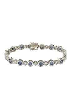 Suzy Levian | Sterling Silver Sapphire Filigree Diamond Accent Bracelet 3.7折, 独家减免邮费