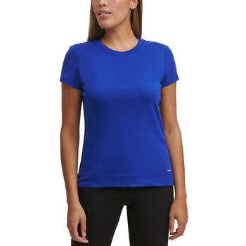 Calvin Klein | Calvin Klein Womens Petites Crewneck Cotton T-Shirt商品图片,3.6折, 独家减免邮费