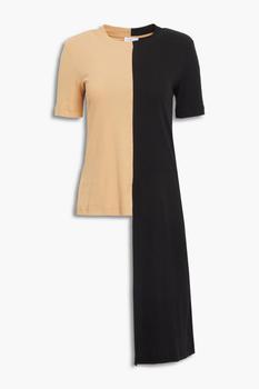 ROSETTA GETTY, ROSETTA GETTY | Asymmetric two-tone cotton-jersey top商品图片 4.5折