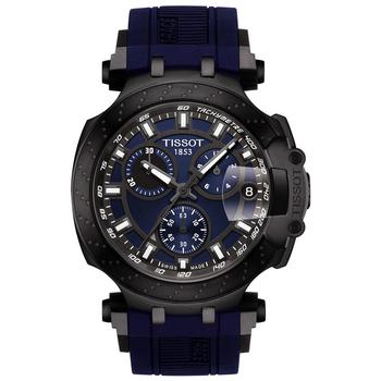 推荐Men's Swiss Chronograph T-Sport T-Race Black Silicone Strap Watch 47.6mm商品