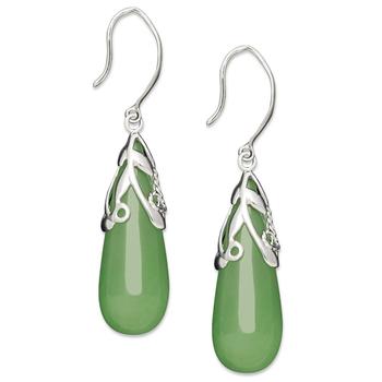 商品Sterling Silver Earrings, Jade Leaf Top Teardrop Earrings图片