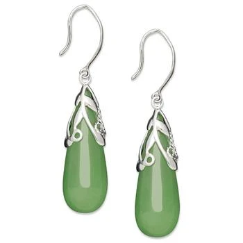 Macy's | Dyed Jade Leaf Top Teardrop Earrings in Sterling Silver,商家Macy's,价格¥524