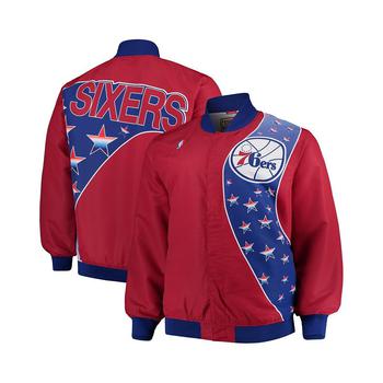 product Men's Philadelphia 76ers Hardwood Classics Big and Tall Authentic Warm-Up Jacket - Red image