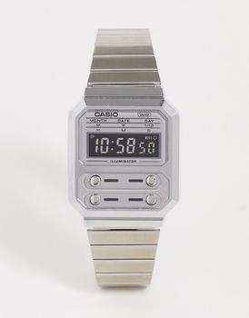 推荐Casio unisex vintage bracelet watch in two tone silver商品
