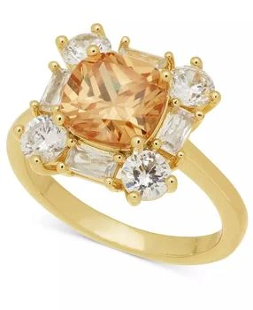 Charter Club | Gold-Tone Champagne & White Cubic Zirconia Halo Ring, Created for Macy's,商家Macy's,价格¥124