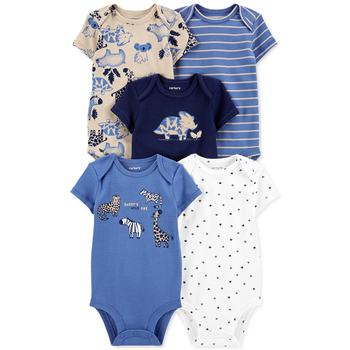 商品Carter's | Baby Boys Printed Short Sleeved Cotton Bodysuits, Pack of 5,商家Macy's,价格¥177图片