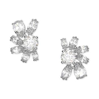 Swarovski | Silver-Tone Crystal Flower Stud Earrings商品图片,