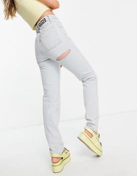 The Ragged Priest代购, The Ragged Priest | The Ragged Priest high waisted straight leg jeans with bum rip in stone wash商品图片 3.9折