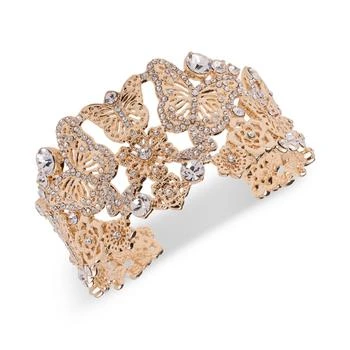 MARCHESA | Gold-Tone Crystal Butterfly & Flower Cuff Bracelet,商家Macy's,价格¥729