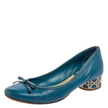 推荐Dior Blue Leather Bow Cannage Heel Pumps Size 36商品