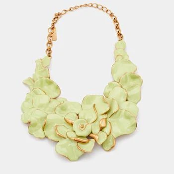 推荐Oscar de la Renta Green Enamel Floral Gold Tone Collar Necklace商品