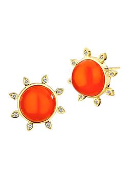 商品Syna | Cosmic 18K Yellow Gold, Orange Chalcedony, & Diamond Sun Stud Earrings,商家Saks Fifth Avenue,价格¥9553图片