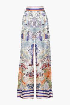 Camilla | Crystal-embellished printed satin-jacquard wide-leg pants商品图片,4.4折
