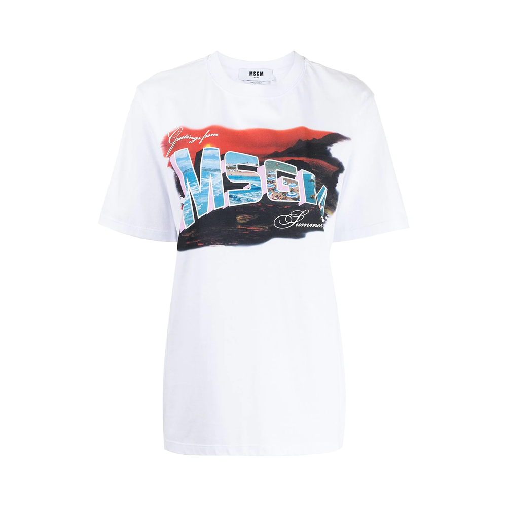 女士始祖鸟短袖, MSGM | MSGM 女士白色棉质字母印花圆领短袖T恤 3042MDM-201217498-01商品图片 独家减免邮费