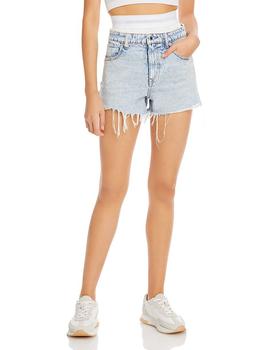 推荐Logo Elastic Jean Shorts in Pebble Bleach商品