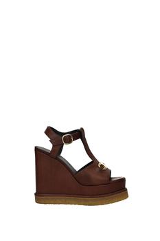 加拿大celine鞋, Celine | Wedges manon Leather Brown商品图片 3.6折