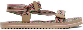 美国burberry t恤, Burberry | SSENSE Exclusive Pink & Green Patterson Flat Sandals商品图片 3.7折