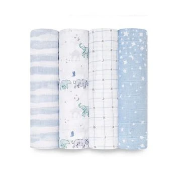 aden + anais | Baby Boys or Baby Girls Star Swaddle Blankets, Pack of 4 