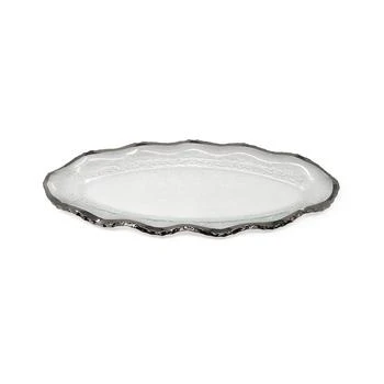 Classic Touch | Glass Plate with Silver-Tone Scalloped Rim, 18" L,商家Macy's,价格¥472