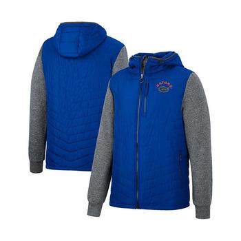 Colosseum | Men's Royal, Charcoal Florida Gators Course Herringbone Full-Zip Hoodie商品图片,