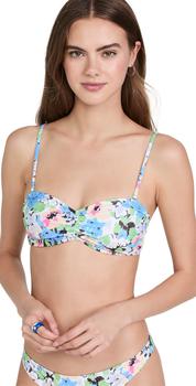 gani经典款, Ganni | GANNI 褶皱抹胸式比基尼上衣商品图片 4折