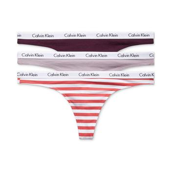 商品Calvin Klein | Carousel Cotton 3-Pack Thong Underwear QD3587,商家Macy's,价格¥151图片