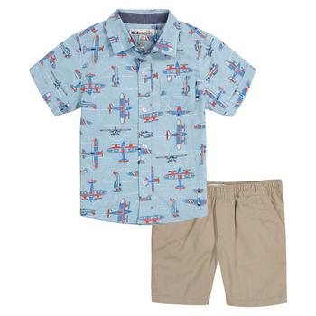 商品KIDS HEADQUARTERS | Little Boys 2 Piece Short Sleeve Printed Poplin Shirt and Twill Shorts Set,商家Macy's,价格¥149图片