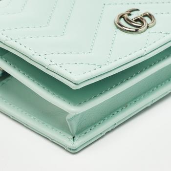 Shop Gucci Light Mint Green Matelassé Leather GG Marmont Compact