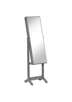 商品Floor Standing Jewelry Cabinet Lockable Jewelry Organizer with Full Length Mirror and 4 Adjustable Angles Grey图片