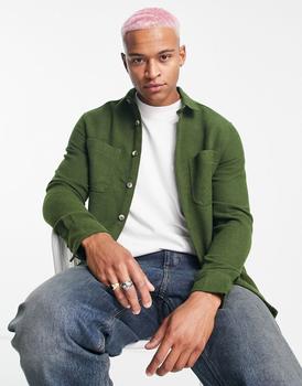 ASOS | ASOS DESIGN wool mix overshirt in olive green商品图片,