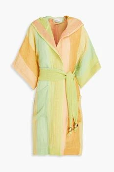 LISA MARIE FERNANDEZ | Belted striped linen-blend gauze robe,商家THE OUTNET US,价格¥1539