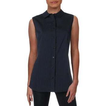 推荐Anne Klein Womens Striped Sleeveless Button-Down Top商品