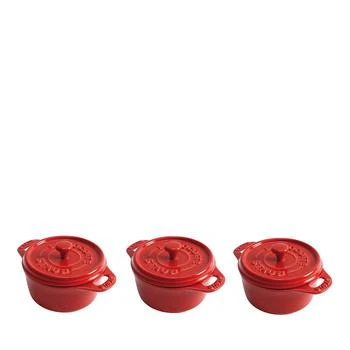 Staub | Round Mini 4" Cocotte, Set of 3 圆形迷你陶瓷锅 3只装,商家Bloomingdale's,价格¥602