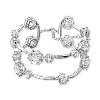 Swarovski | Silver-Tone Constella Crystal Two Row Bangle Bracelet商品图片,