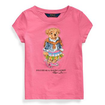 推荐Polo Ralph Lauren Kids Polo Bear Pink Cotton T-shirt, Size 2T商品