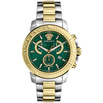 加拿大范思哲手表, Versace | Men's Swiss Chronograph Two Tone Stainless Steel Bracelet Watch 45mm商品图片 