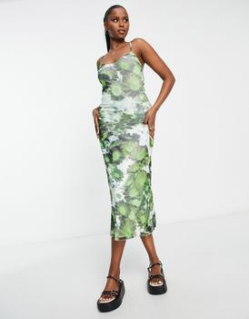 Motel | Motel square neck cami maxi dress in blurred green daisy mesh商品图片,