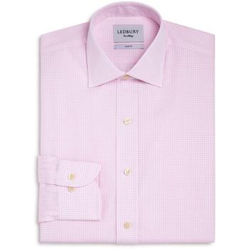 推荐Ledbury Mens The Gingham Poplin Cotton Tailored Fit Button-Down Shirt商品