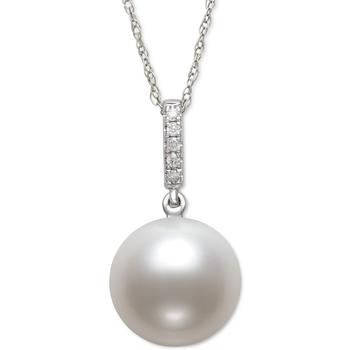 Belle de Mer | Cultured Freshwater Pearl (6mm) & Diamond Accent 18" Pendant Necklace in 14k White Gold, Created for Macy's商品图片,5折×额外8折, 额外八折
