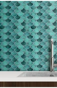 WALPLUS | Fresh Turquoise Glossy 3D Metro Sticker Tiles Contemporary Eclectic Wall Splashbacks Mosaics,商家Nordstrom Rack,价格¥288